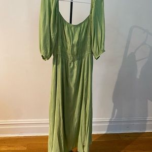 Long Satin Green Dress with slit